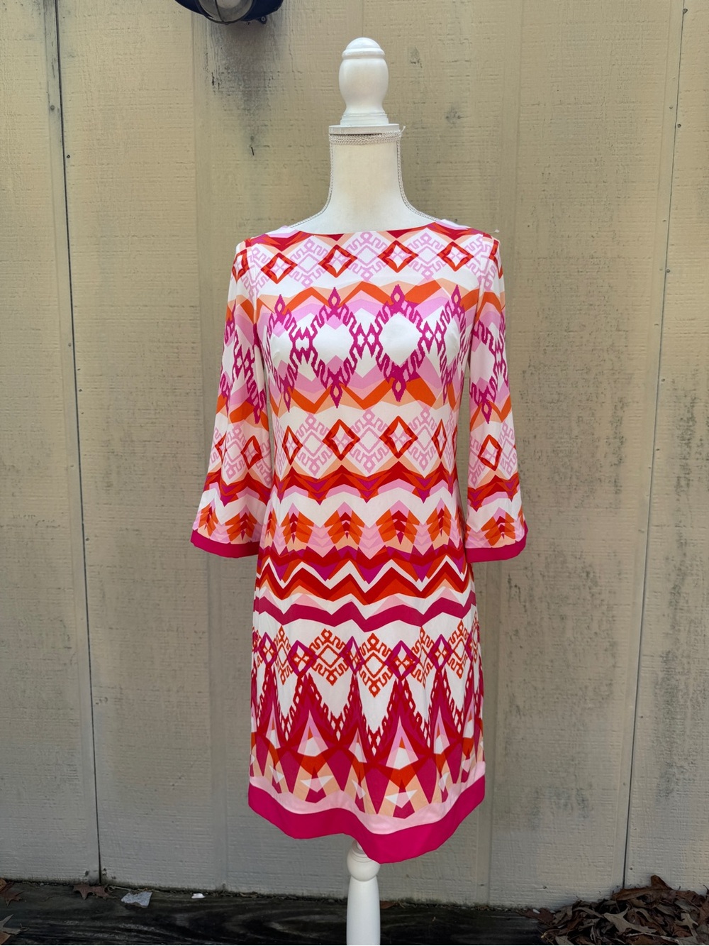 Eliza J Pink Orange Red Geometric Mini Dress
